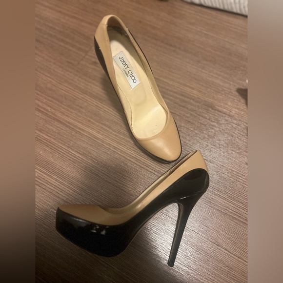 Jimmy Choo sepia two-tone leather pumps size 38 - Picture 3 of 10